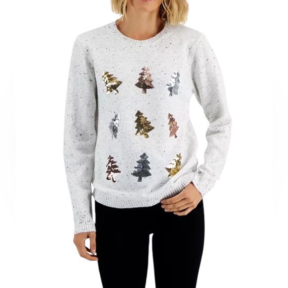 Karen Scott Petite Sequined-Tree Sweater, Created for Macy's. - Picture 1 of 11